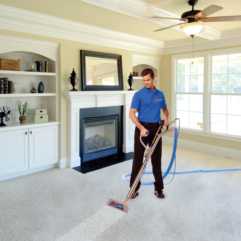 Professional carpet cleaning with steam machine