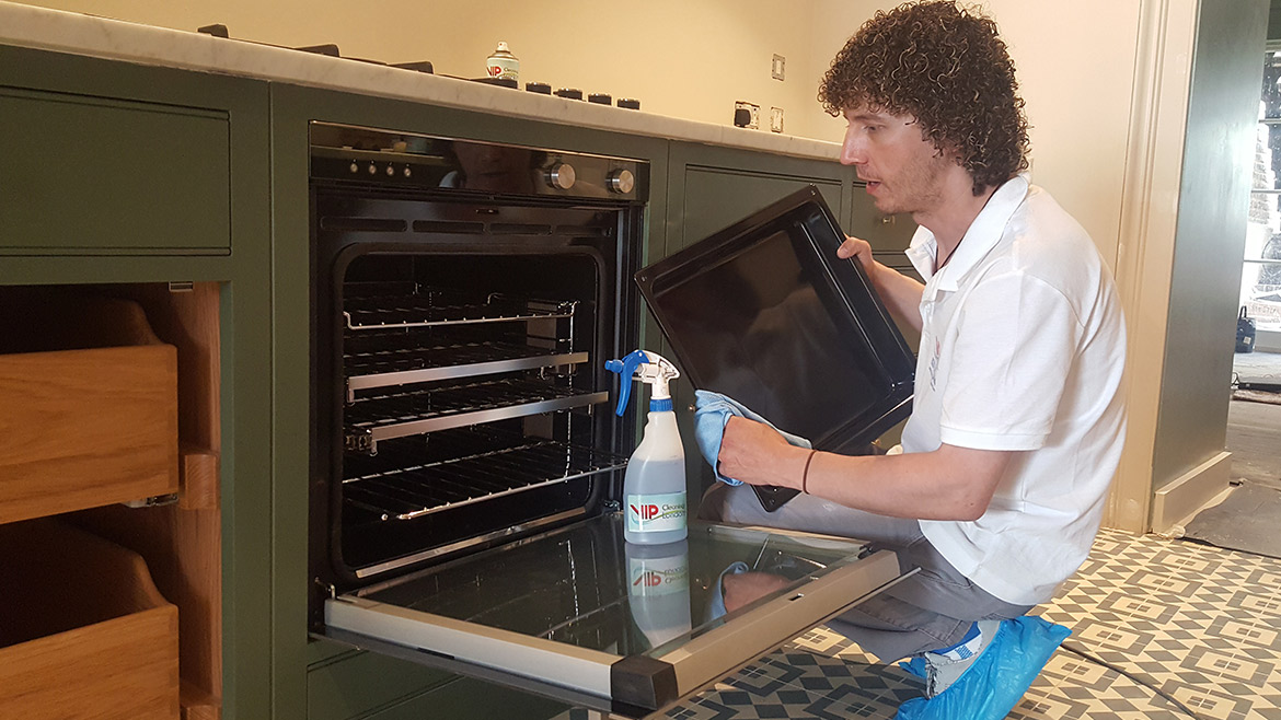 Just before completing the oven cleaning