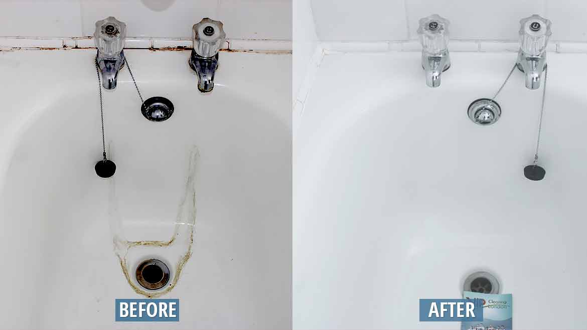Bathtub before after cleaning